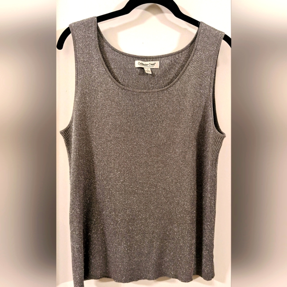 Coldwater Creek - Large Silver Ribbed Tank Top